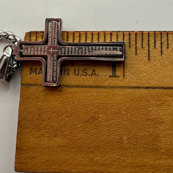 Anthony Jacob’s Stainless Steel Necklace With Cross And Square Tiger Eye Stone - Picture 10 of 11